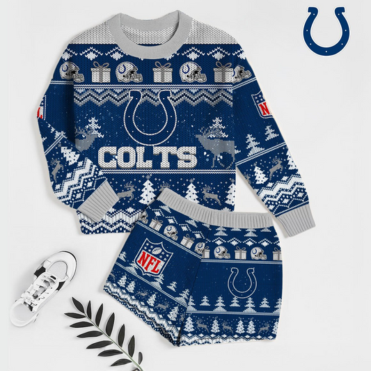 Premium NFL IND Holiday Sweatshirt & Shorts Set V1 NMD TTV