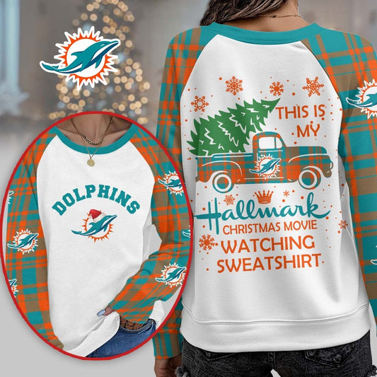 Premium NFL MIA Cozy Round Neck Raglan Sleeve Sweatshirt V1 NMD NHM