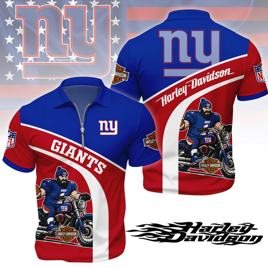 Premium NFL NYG x Harley-Davidson Polo Zipper Shirt V1 NMD TTV
