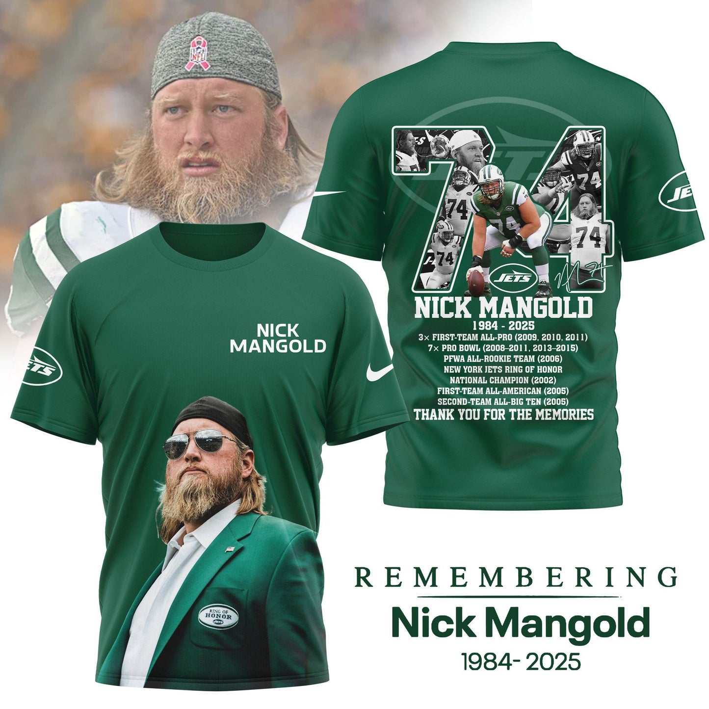 Premium NFL NYJ In Memory Of Nick Mangold T-shirt V3 NMD NHM