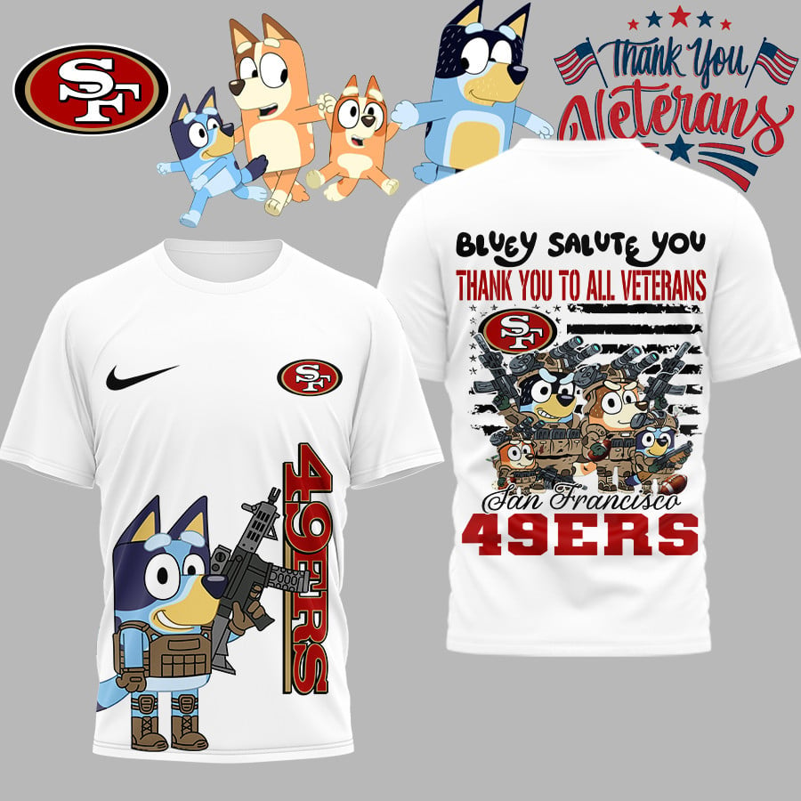 Premium NFL SF Bluey Salute Veterans T-shirt V2 NMD TTV