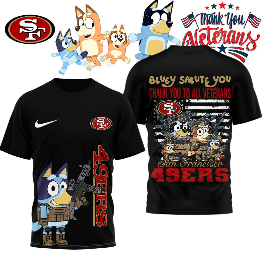 Premium NFL SF Bluey Salute Veterans T-shirt V2 NMD TTV