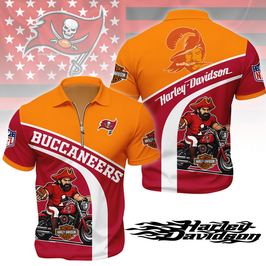 Premium NFL TB x Harley-Davidson Polo Zipper Shirt V1 NMD TTV