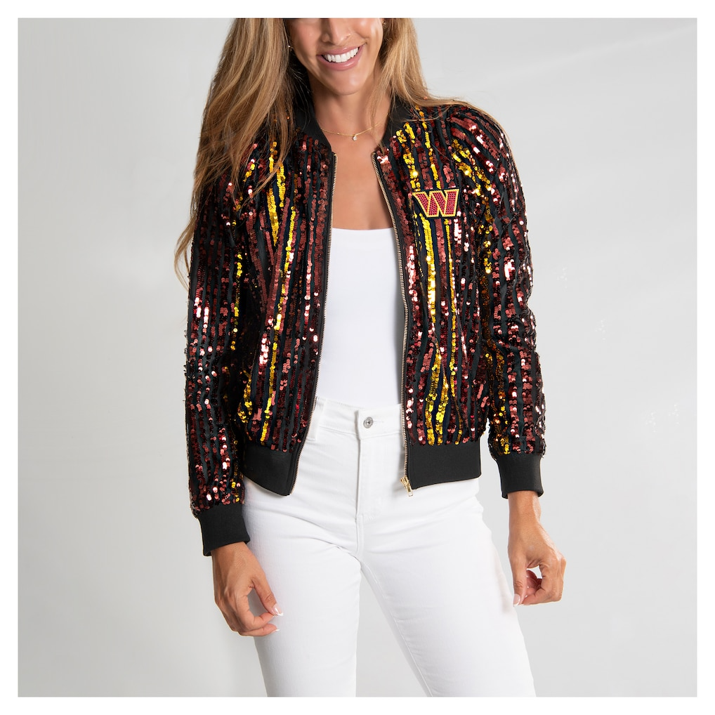 Premium NFL WAS Women Sequin Bomber Jacket V1 NMD TTV