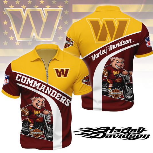 Premium NFL WAS x Harley-Davidson Polo Zipper Shirt V1 NMD TTV