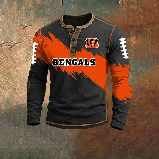 PREMIUM NFL X CIN HENLEY LONG SLEEVE OUTFIT SHIRT NDT TDT