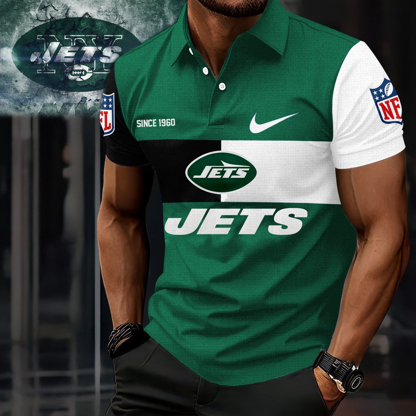 NYJ Premium NFL V5 Polo Shirt DDT CTND