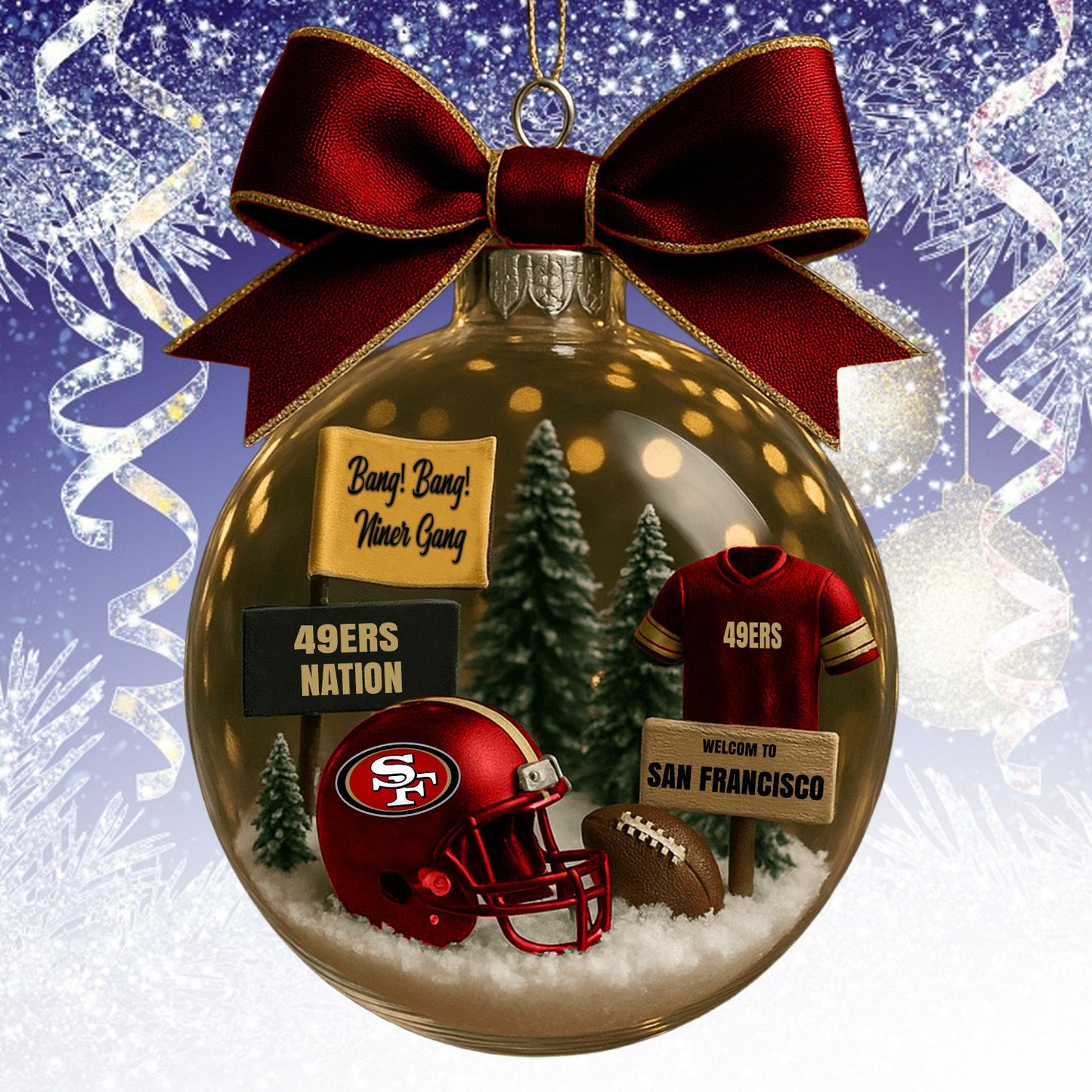 SF49  NFL Acrylic Ball Ornament - Best Gift For Fans DDT CTND