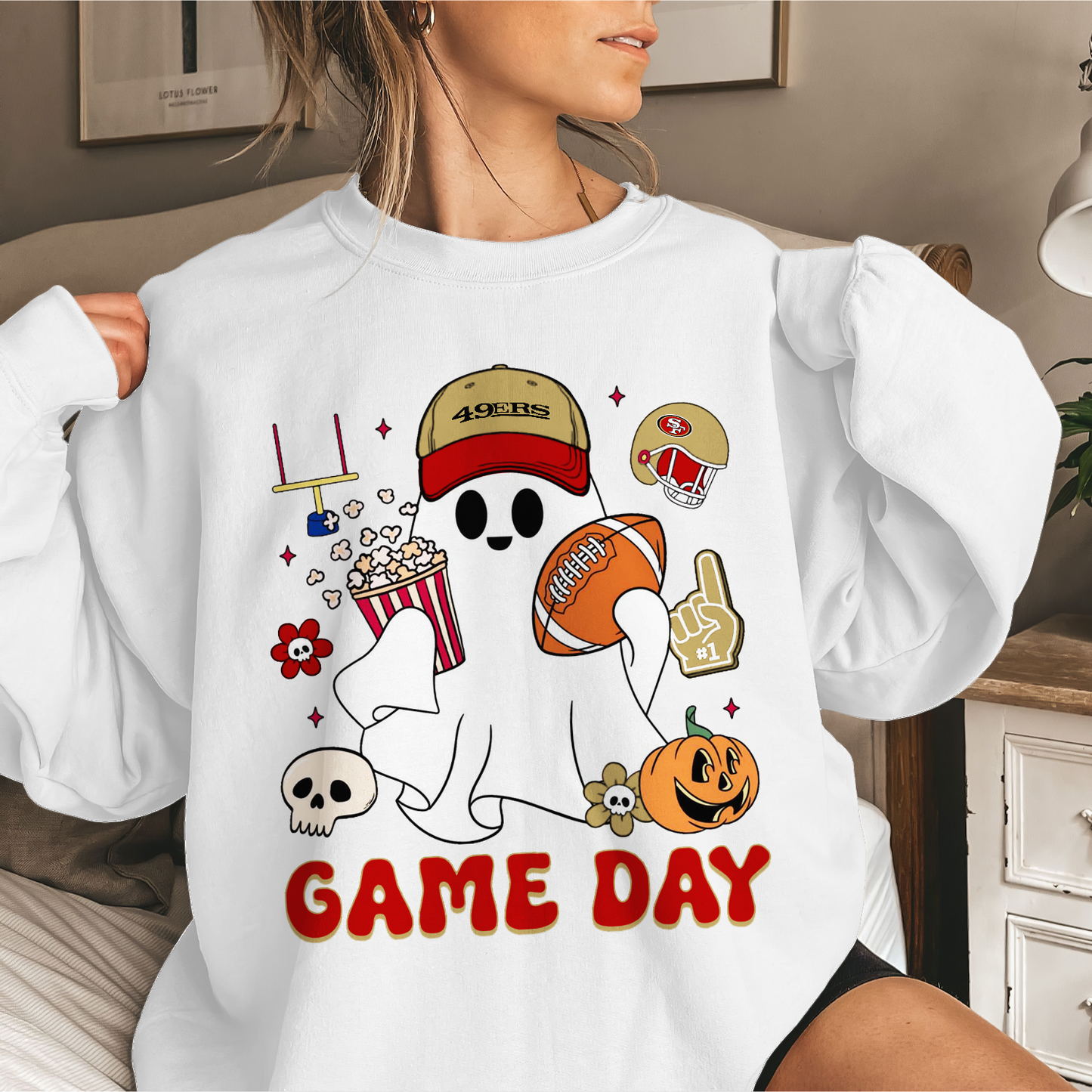 SF49 Game Day Football Ghost Sweatshirt DDT NTL