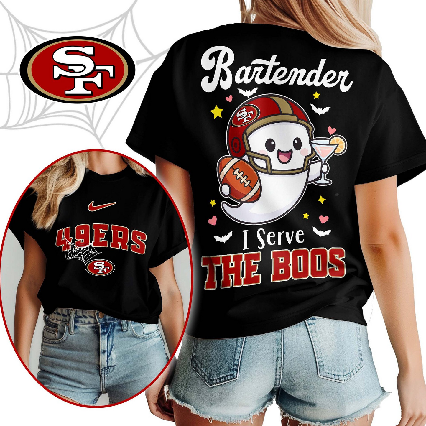 SF49 Premium NFL Bartender Halloween Fan Women Shirt DDT CTND