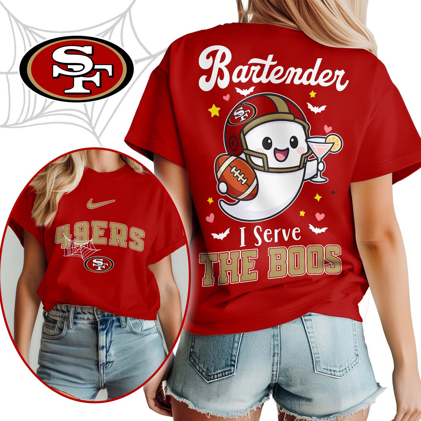 SF49 Premium NFL Bartender Halloween Fan Women Shirt DDT CTND