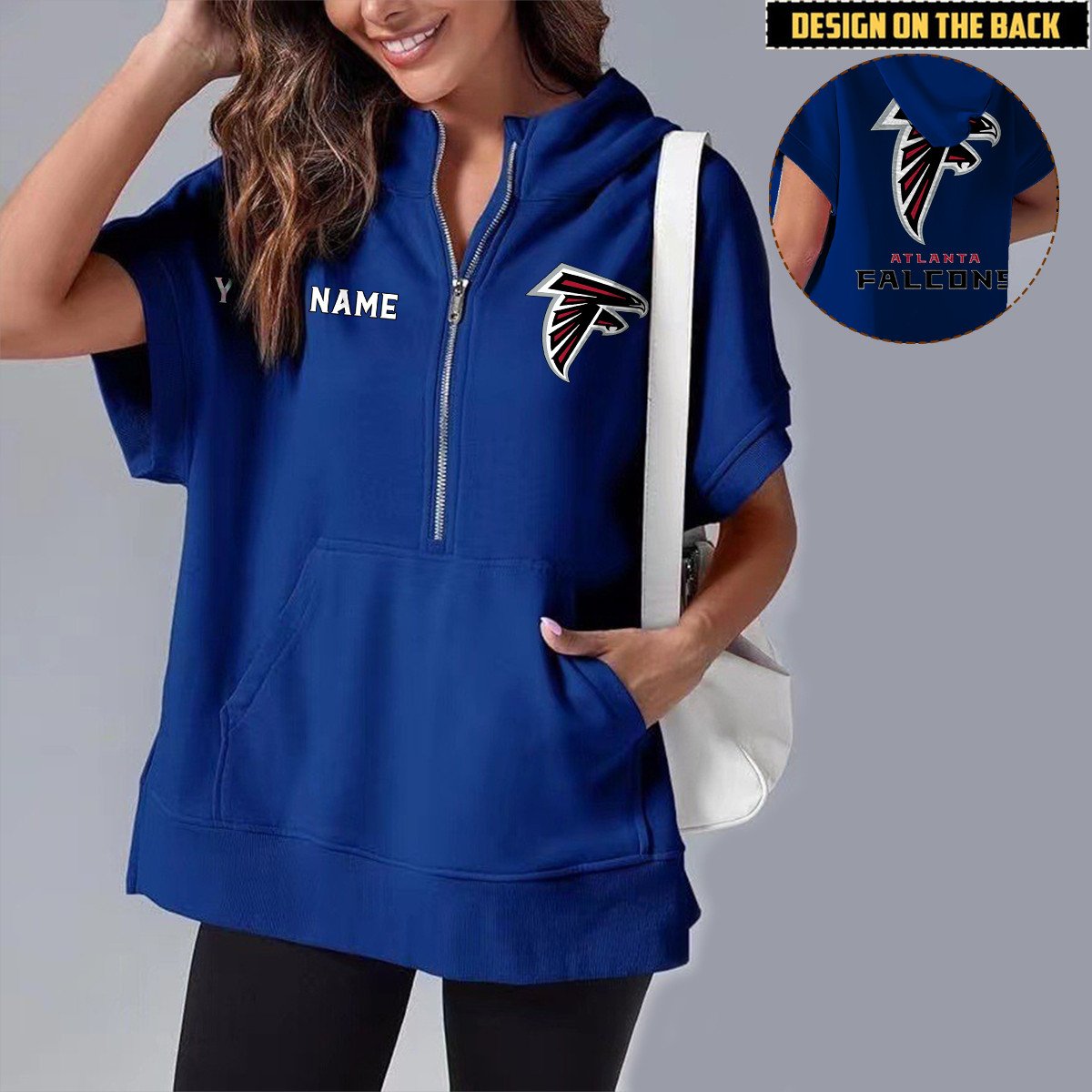ATL x NFL Short Sleeve Zip Hoodie DATND TANTD