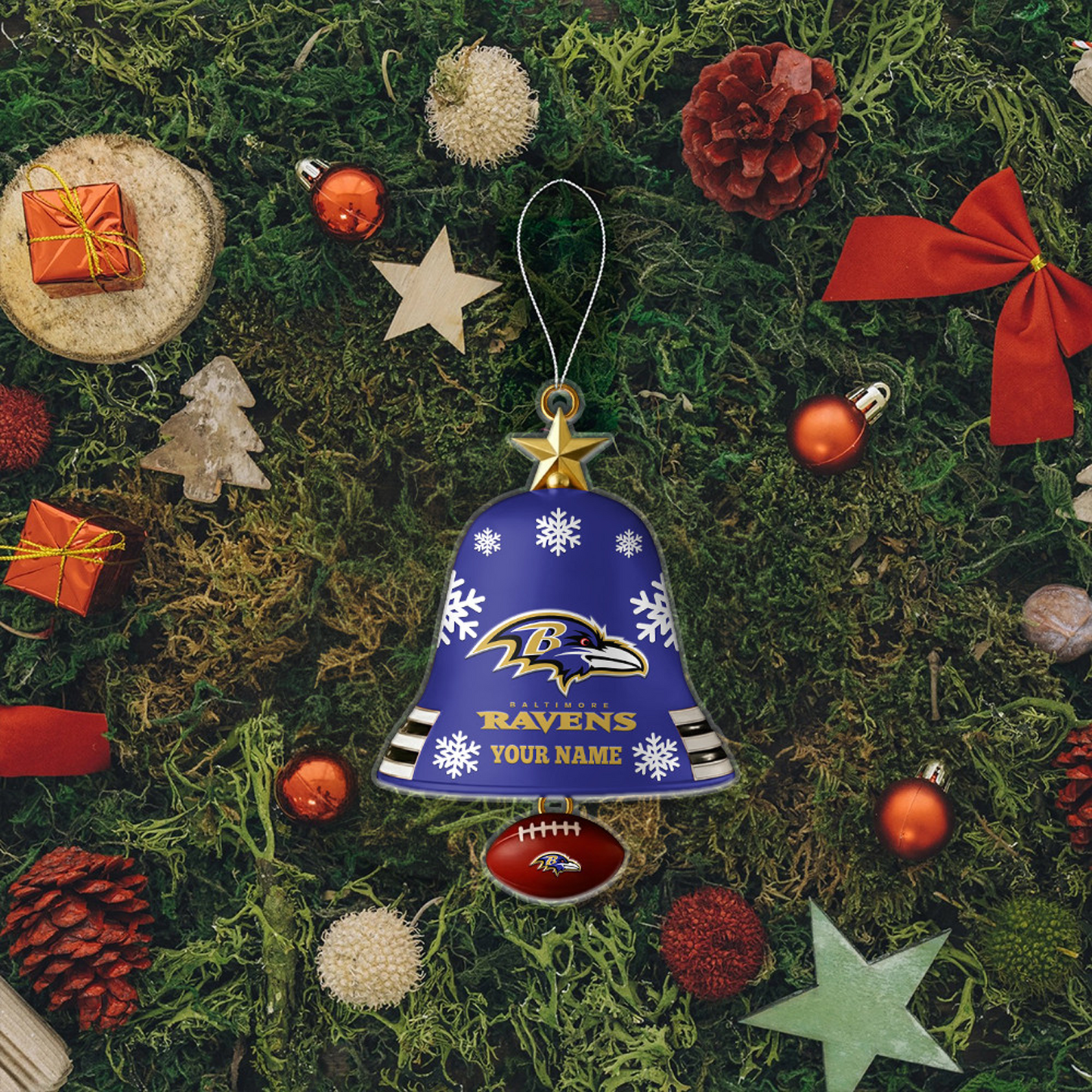 BAL x NFL Christmas Bell Ornament Custom Any Name DatND DVT