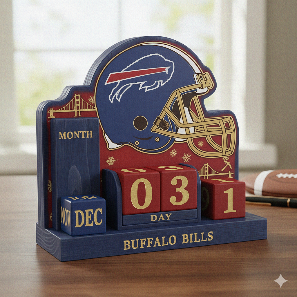 NFL Football Team Perpetural Wood Block Calendar DDT CTND