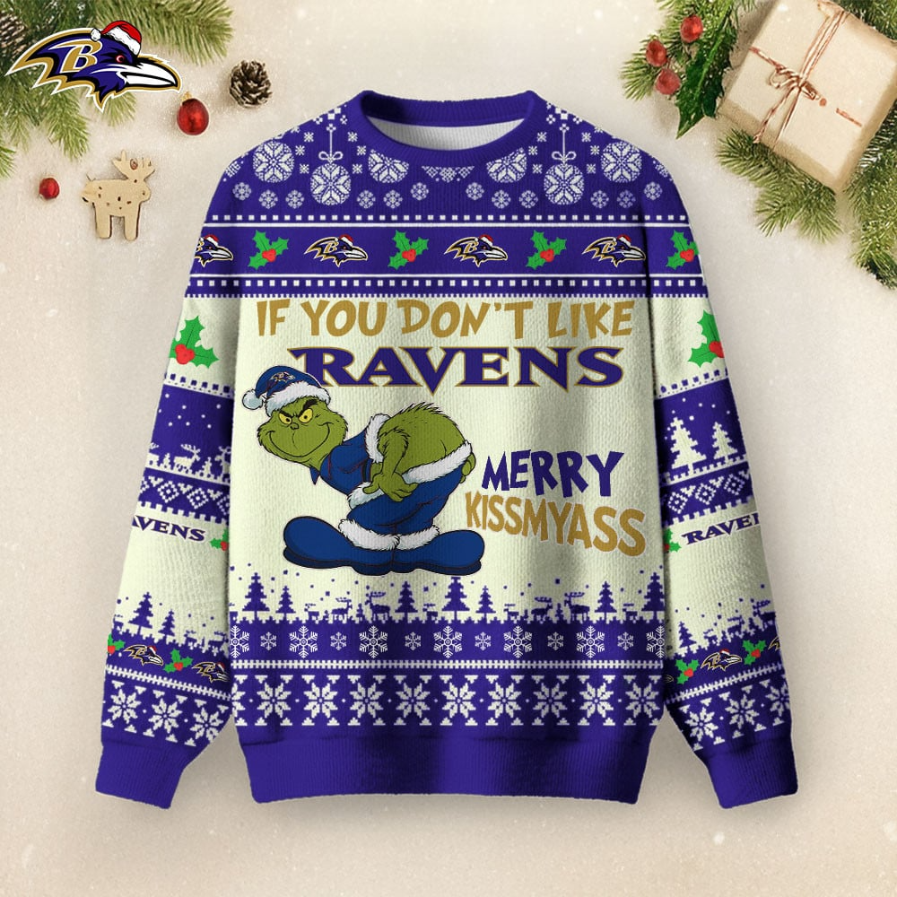 BR Premium NFL Merry Kissmyass Ugly Sweater DDT CTND