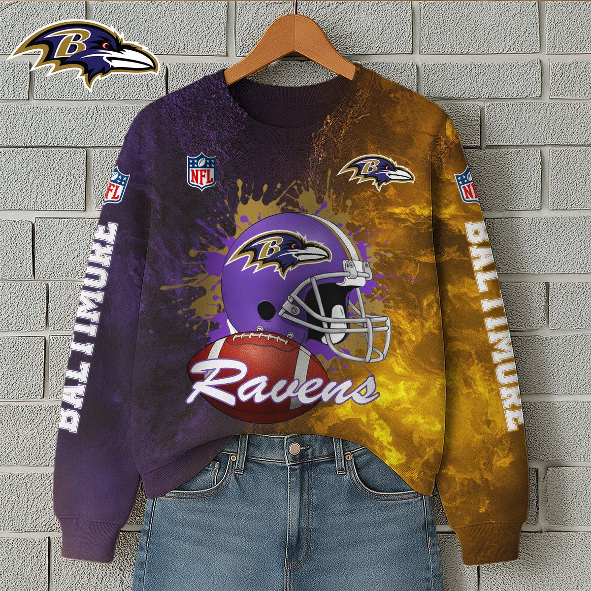 BR Premium NFL Printed Long Sleeve Casual Sweatshirt DDT NTL