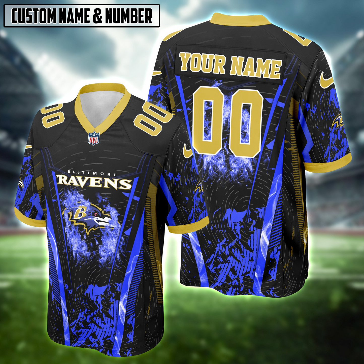 NFL Fire Abstract Grunge Texture Football Jersey DDT CTND