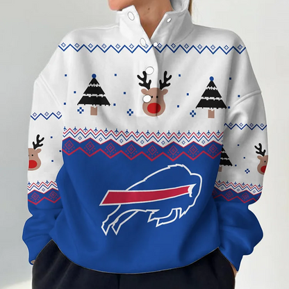 BUF X NFL Women's Outdoor Casual Stand Collar Long Sleeve Pullover DATND THUONGNH