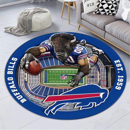 BUF x NFL Luxury 3D Round Rug DatND DVT