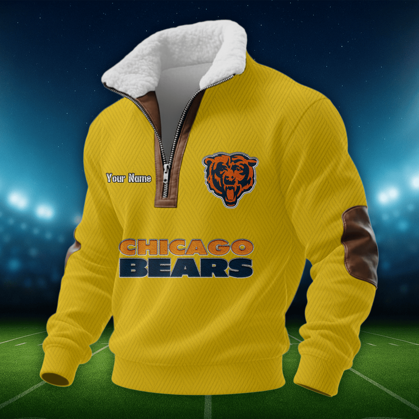 CHI NFL Men Fur Collar Sweatshirt DDT CTND