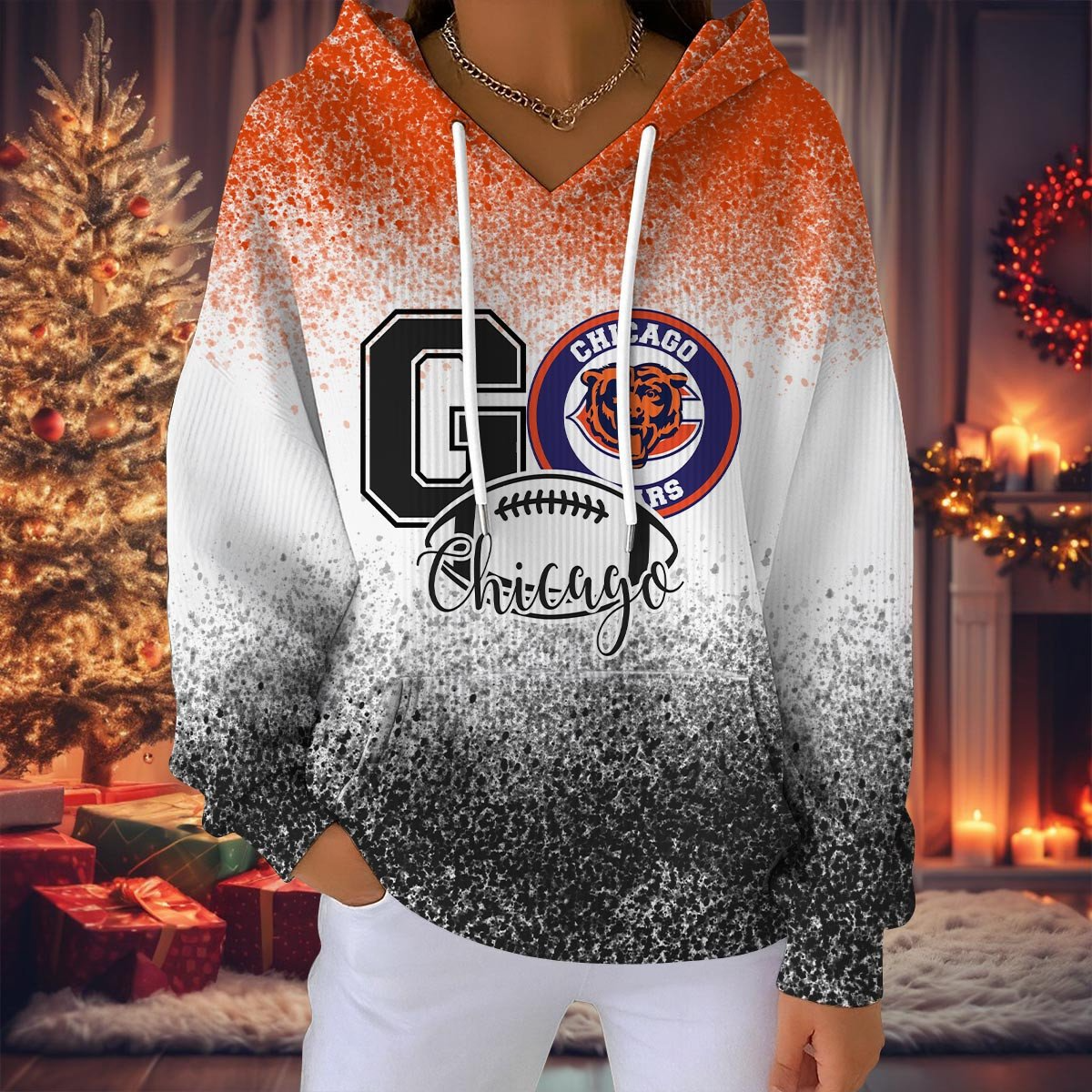 CHI NFL Women Hooded Sweatshirt DDT NTL