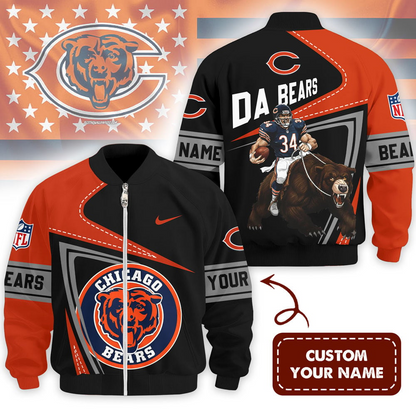 CHI Premium NFL Game Day 3D Bomber Jacket DDT NTL