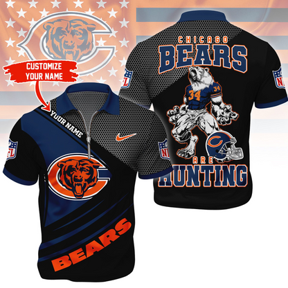 CHI Premium NFL Game Day Polo With Zipper Shirt DDT NTL