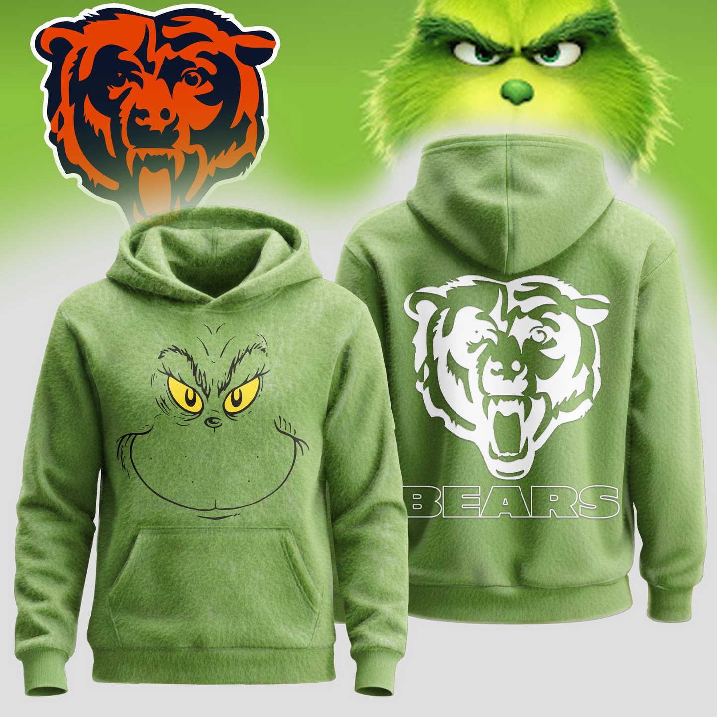 CHI Premium NFL Grinch Christmas Hoodie DDT CTND