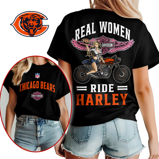 CHI Premium NFL Real Women Ride Harley 3D Shirt DDT CTND