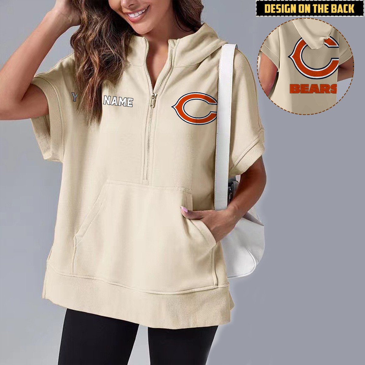 CHI x NFL Short Sleeve Zip Hoodie DATND TANTD