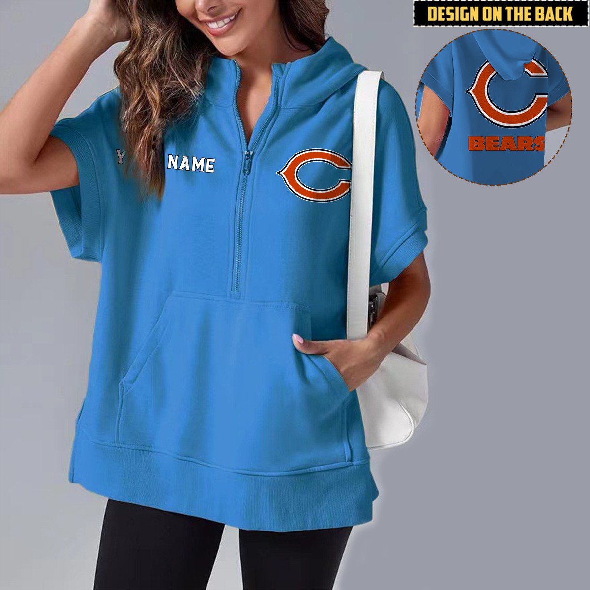 CHI x NFL Short Sleeve Zip Hoodie DATND TANTD