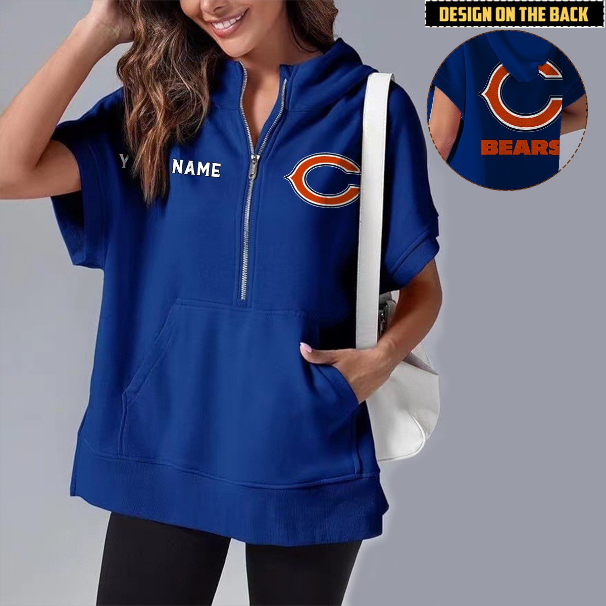 CHI x NFL Short Sleeve Zip Hoodie DATND TANTD