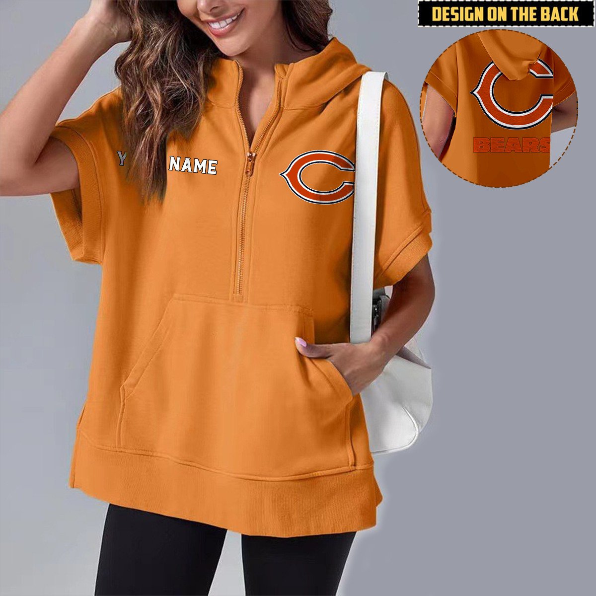 CHI x NFL Short Sleeve Zip Hoodie DATND TANTD