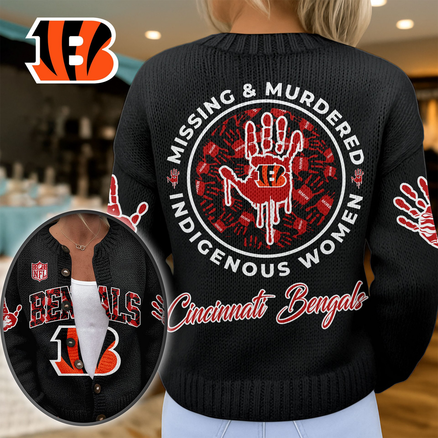 CIN Premium NFL Cozy Knit Cardigan DDT NTL