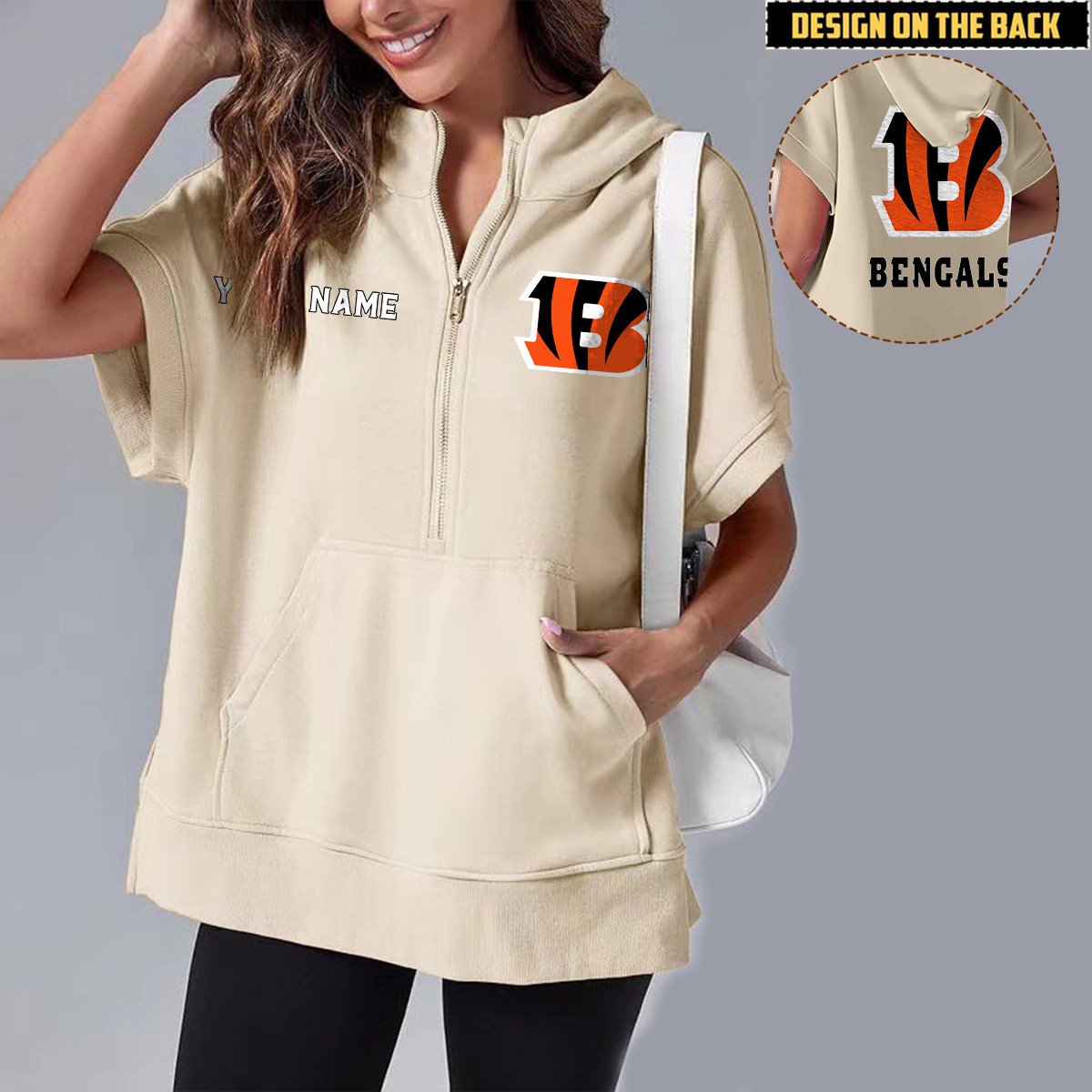 CIN x NFL Short Sleeve Zip Hoodie DATND TANTD