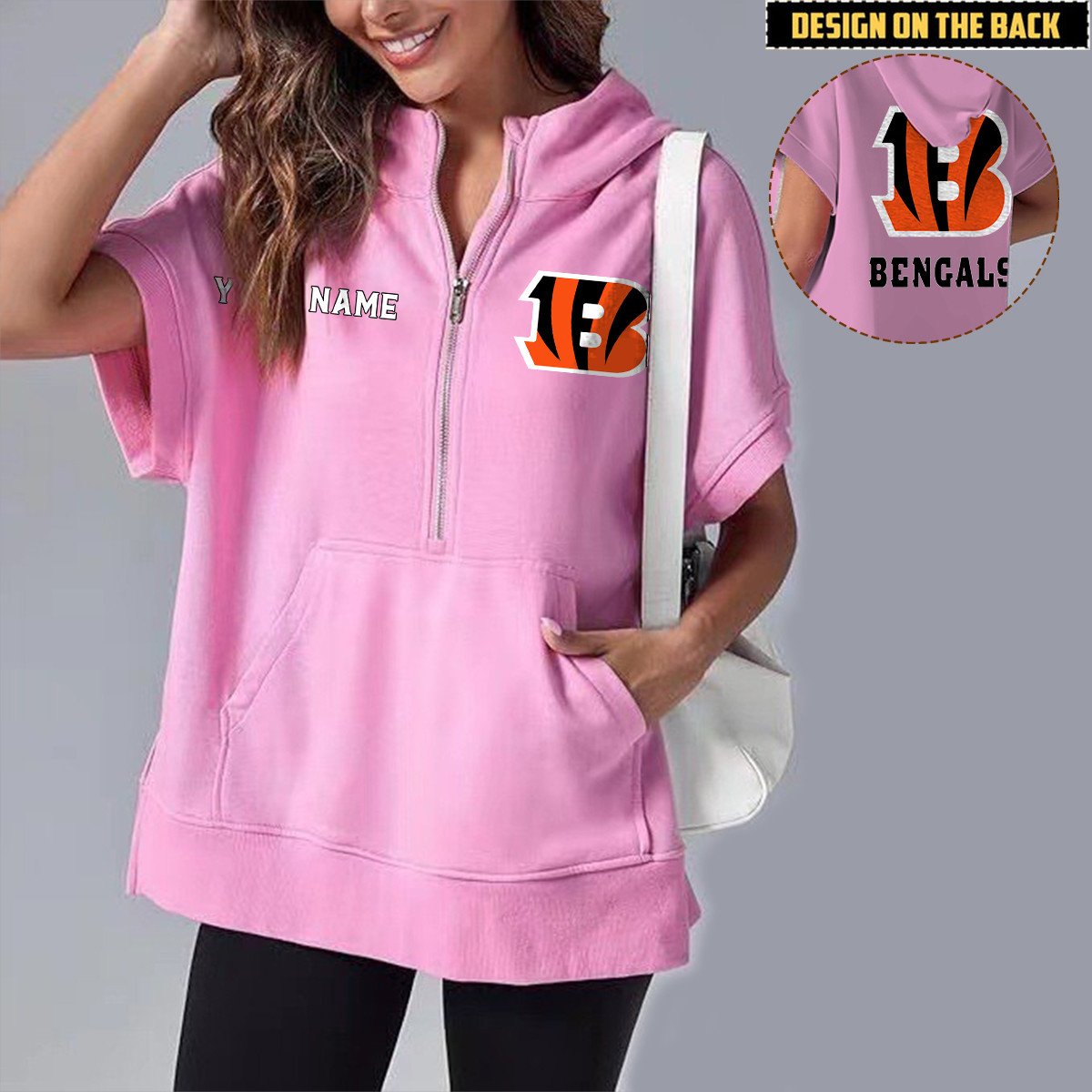 CIN x NFL Short Sleeve Zip Hoodie DATND TANTD