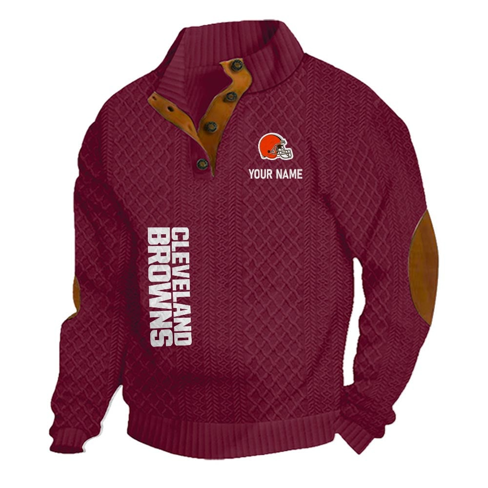 CLE NFL Basic Knitted Stand Collar Sweatshirt DDT CTND