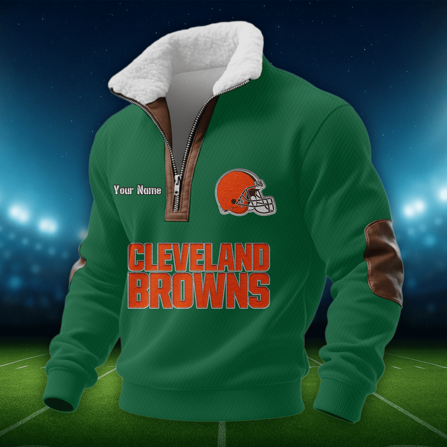 CLE NFL Men Fur Collar Sweatshirt DDT CTND