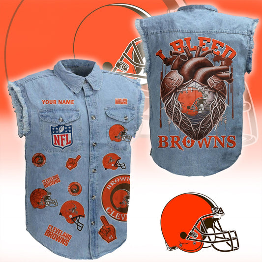 CLE NFL Personalize Sleeveless Denim Jacket For Fan DDT CTND
