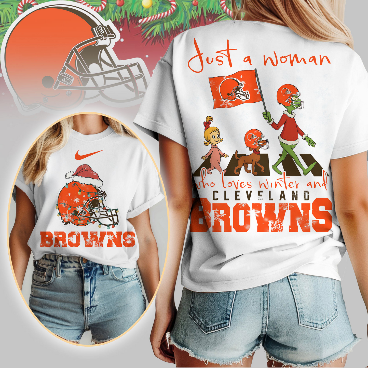 CLE Premium NFL Just A Woman Who Loves Winter 3D Shirt DDT CTND