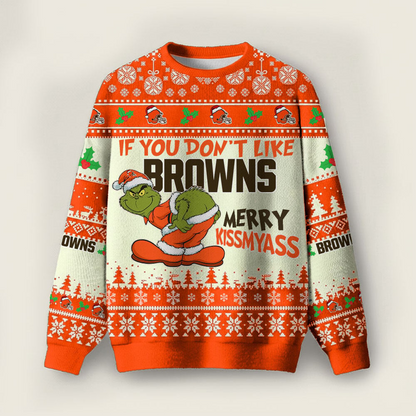 CLE Premium NFL Merry Kissmyass Ugly Sweater DDT CTND