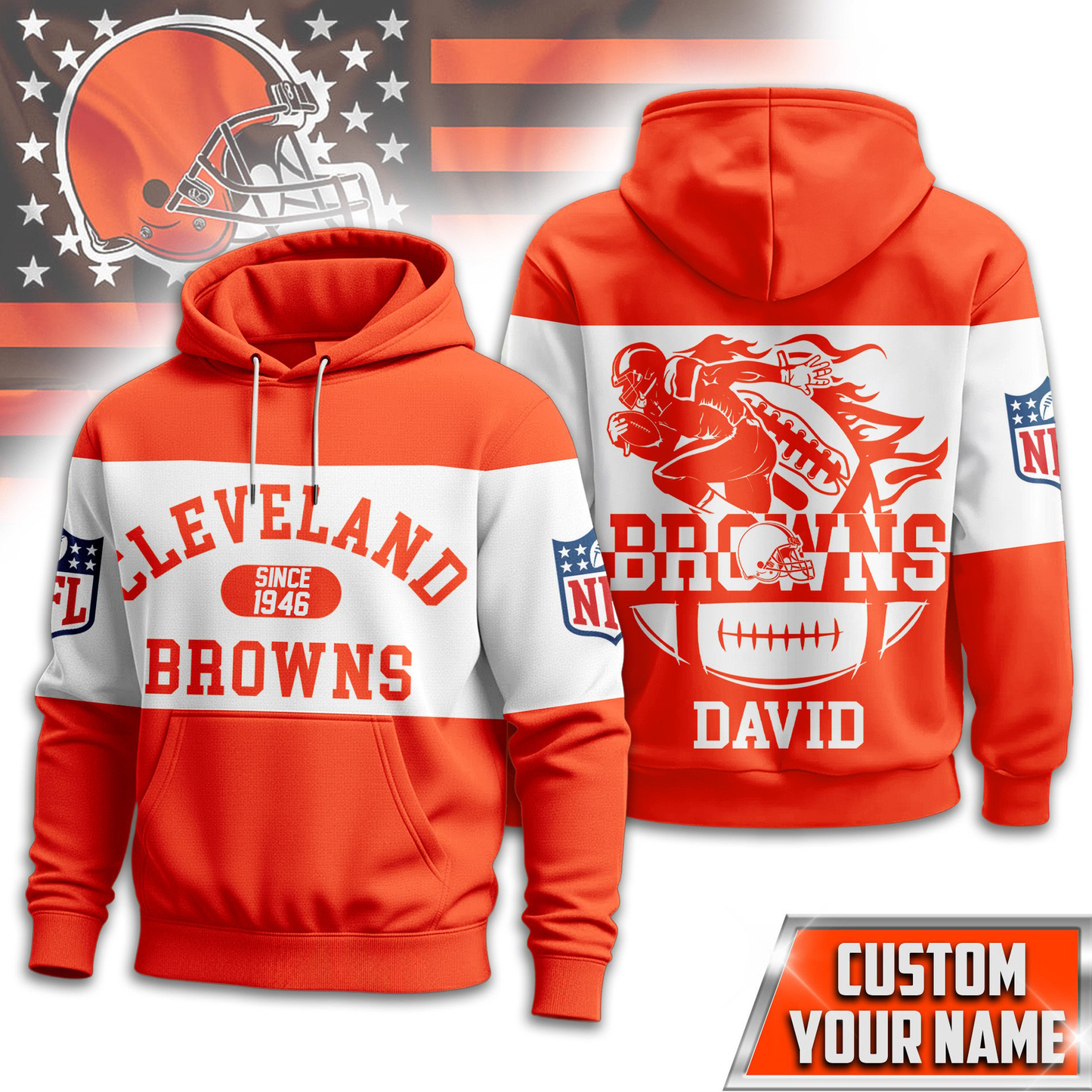 CLE Premium NFL Touchdown Spirit Personalized Hoodie DDT CTND