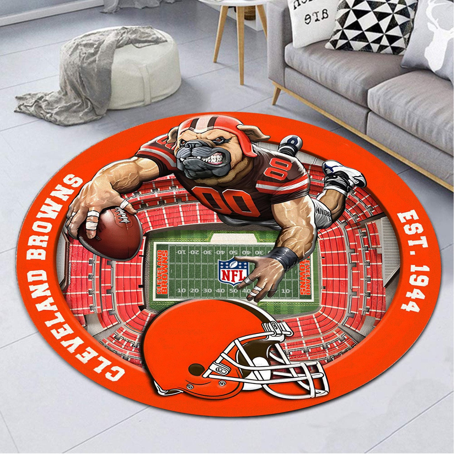 CLE x NFL Luxury 3D Round Rug DatND DVT