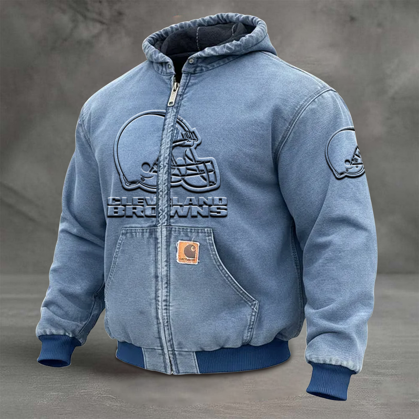 CLE x NFL Retro Hooded Sweatshirt Jacket Casual Workwear Denim Jacket DATND TANTD