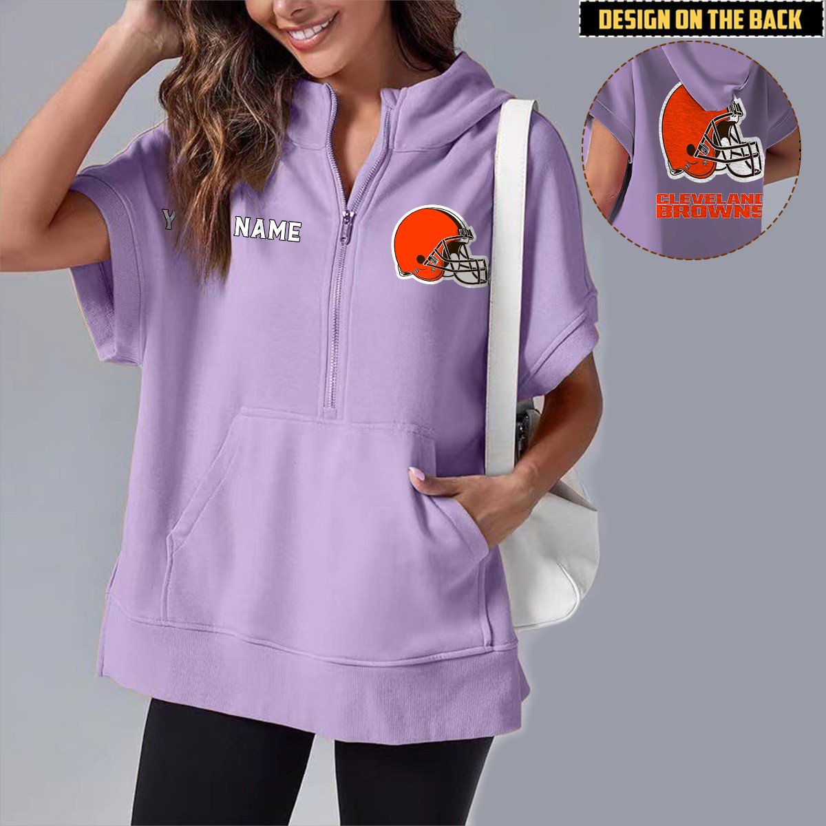 CLE x NFL Short Sleeve Zip Hoodie DATND TANTD