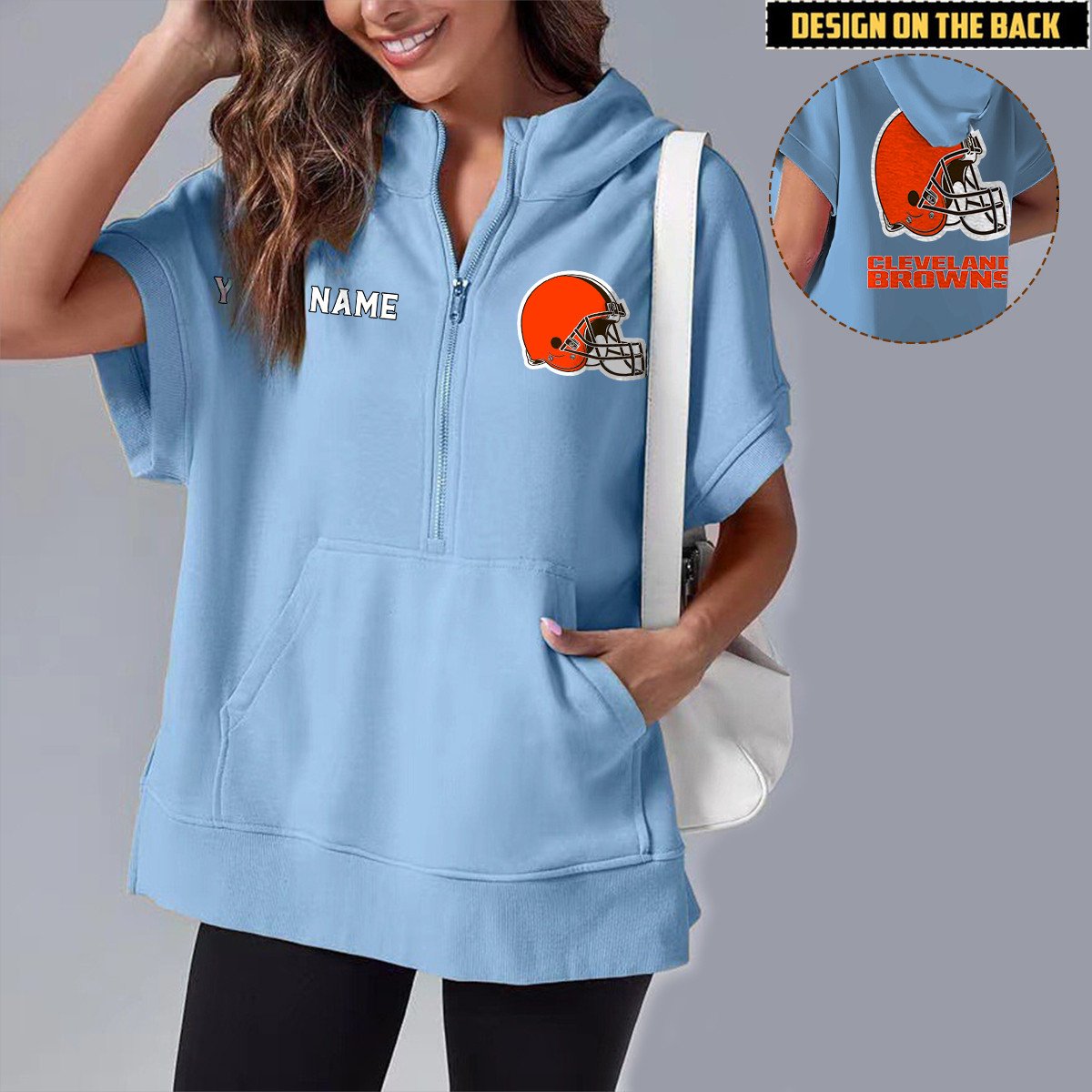 CLE x NFL Short Sleeve Zip Hoodie DATND TANTD