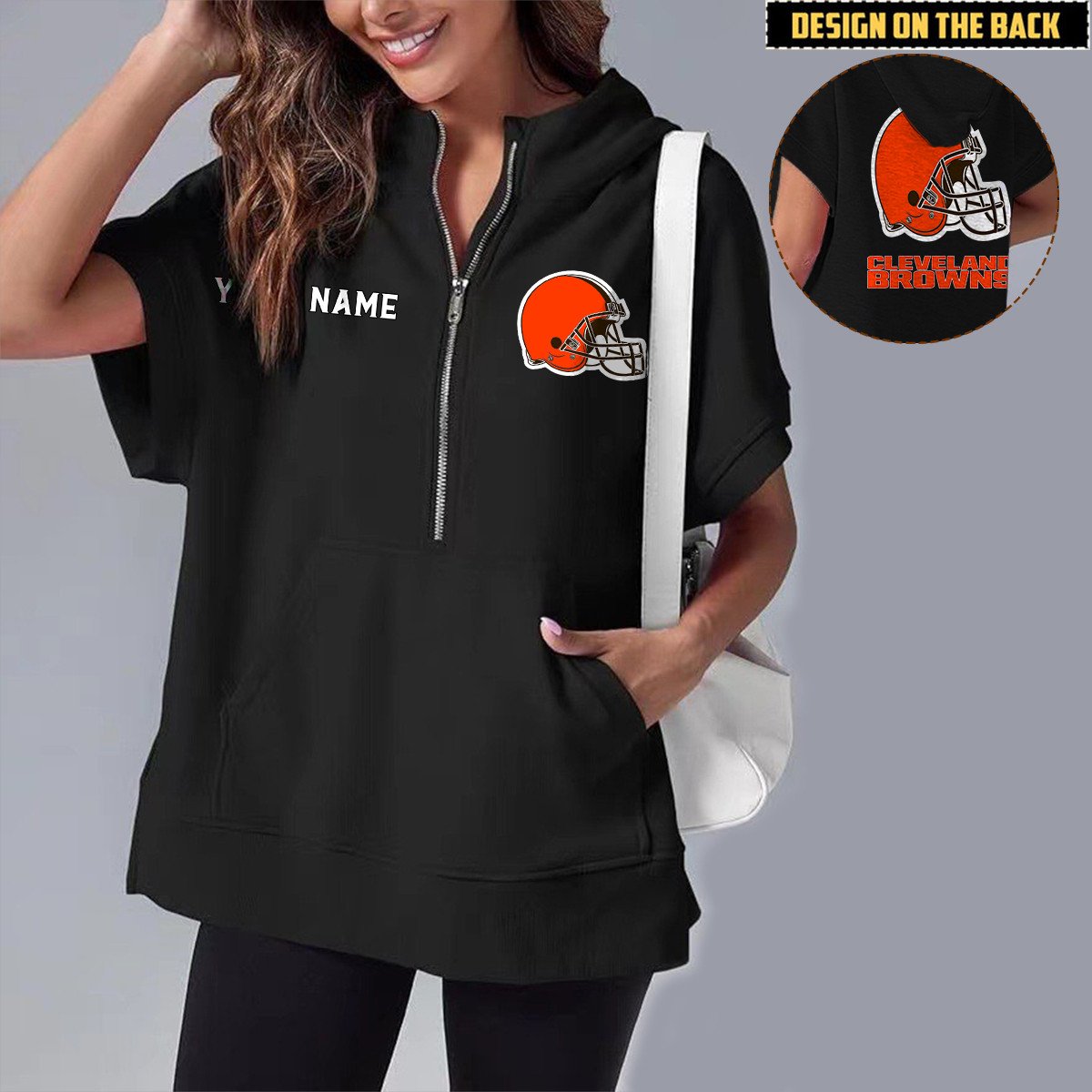 CLE x NFL Short Sleeve Zip Hoodie DATND TANTD