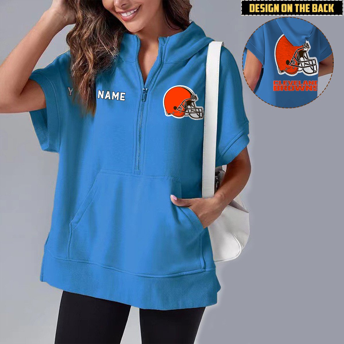 CLE x NFL Short Sleeve Zip Hoodie DATND TANTD