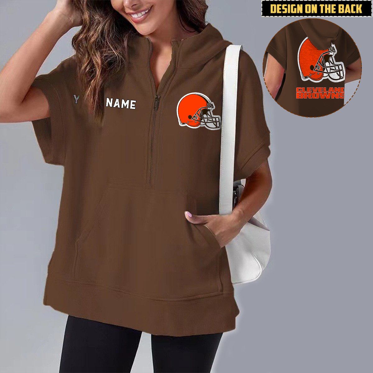 CLE x NFL Short Sleeve Zip Hoodie DATND TANTD