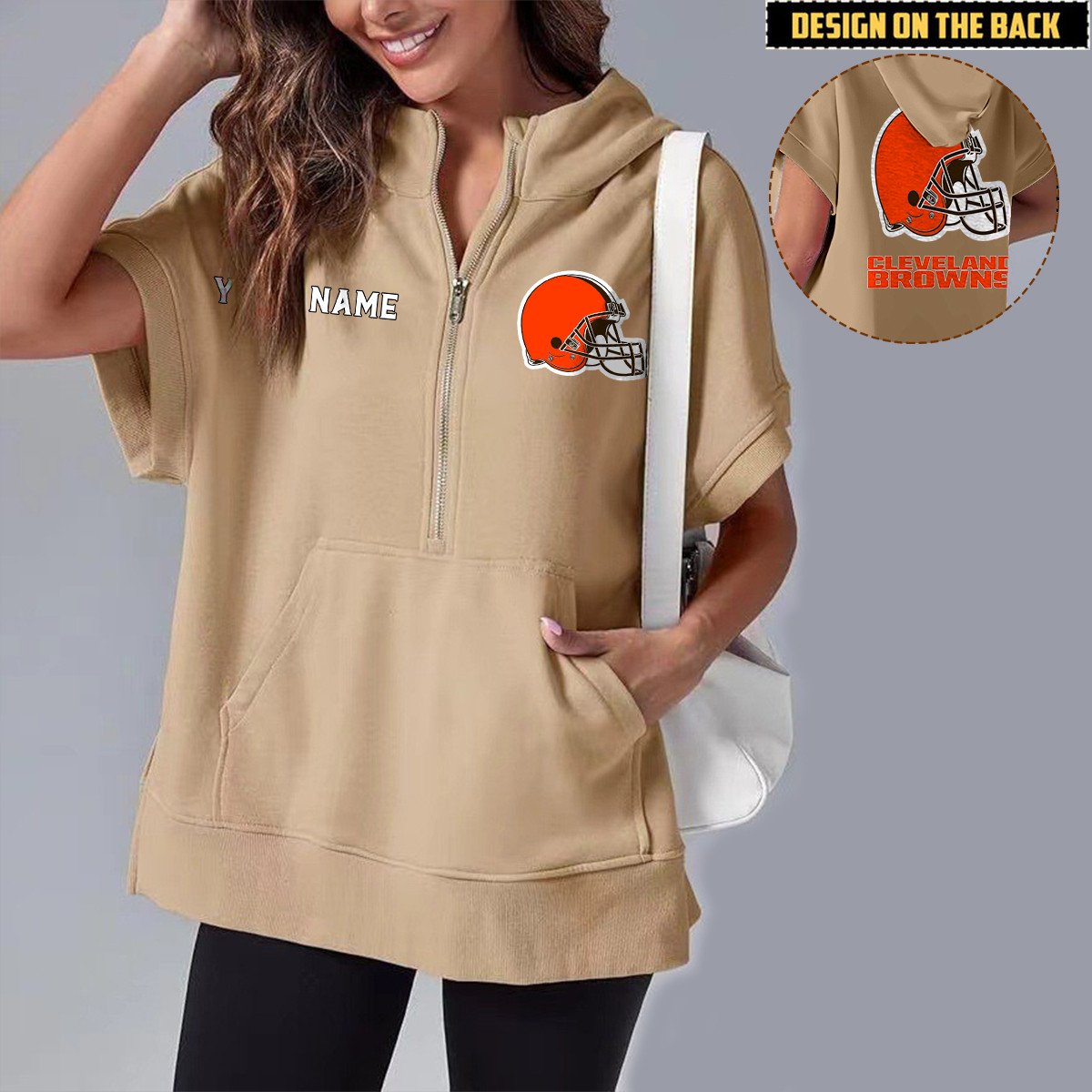 CLE x NFL Short Sleeve Zip Hoodie DATND TANTD
